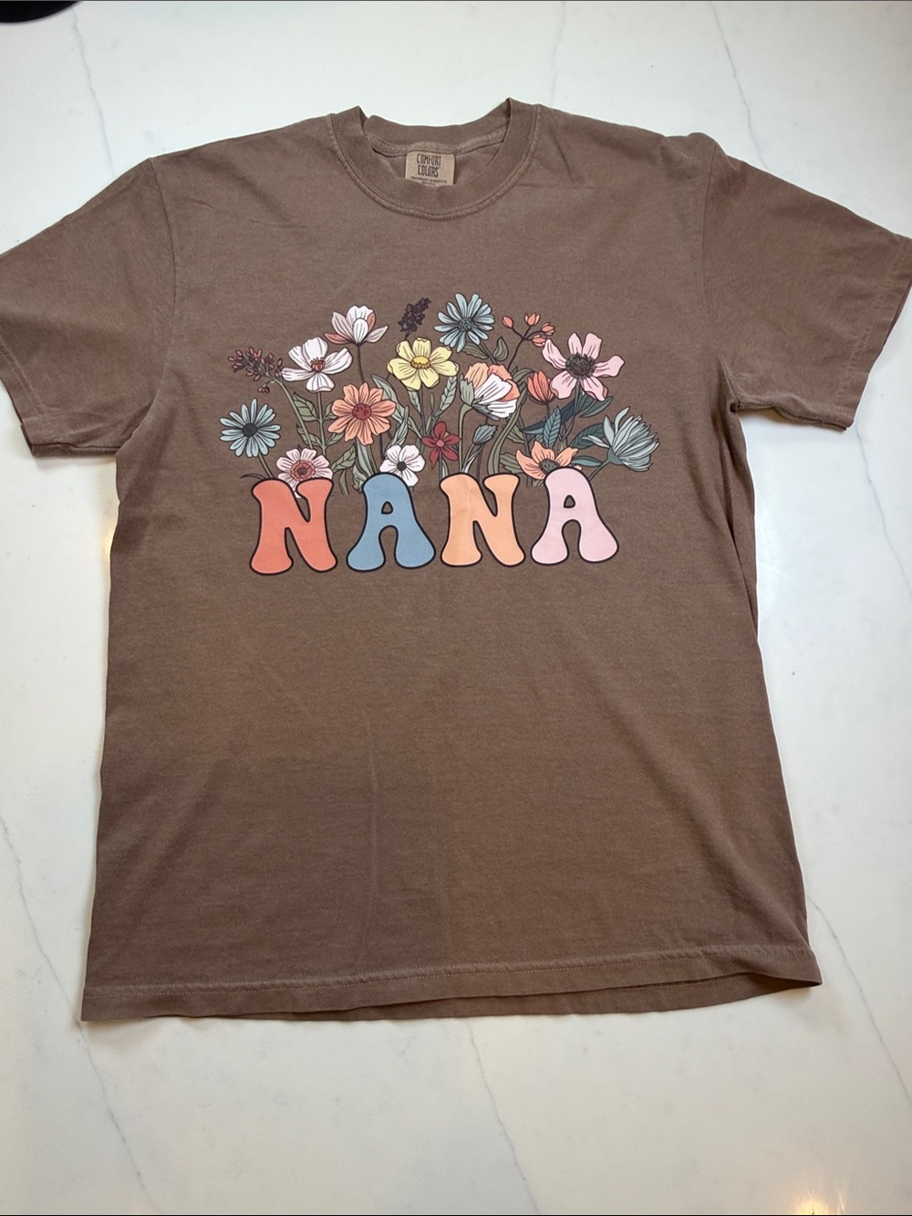 Comfort Colors Brown “NANA" Floral Graphic Tee